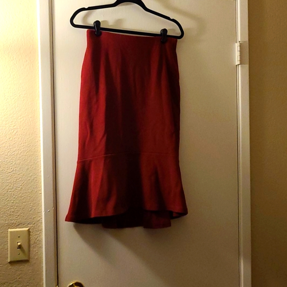 Burgundy Skirt with Pockets